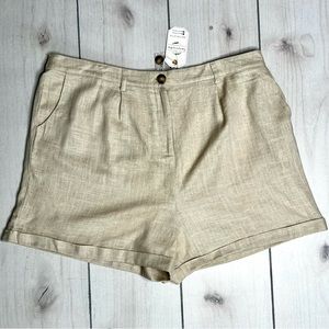 NWT Love Riche Tan Rayon & Linen Blend Shorts